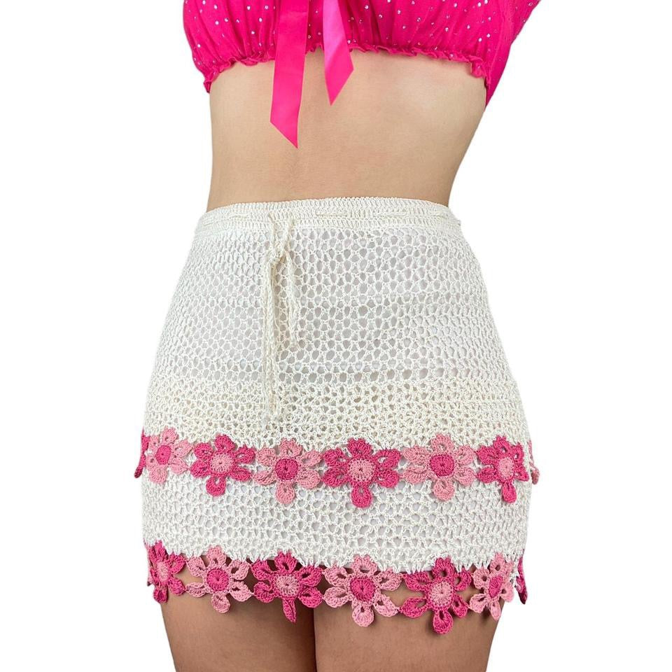2000s Crochet Flower Power Skirt (S)