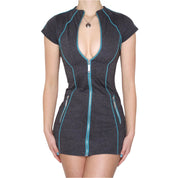 Y2K Zip Up Mini Dress (XS)