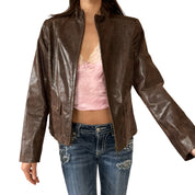 2000s Snake-print Leather Jacket (M)