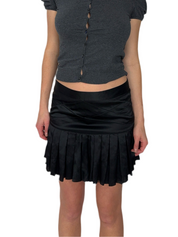 Pleated Silk Mini Skirt (S)