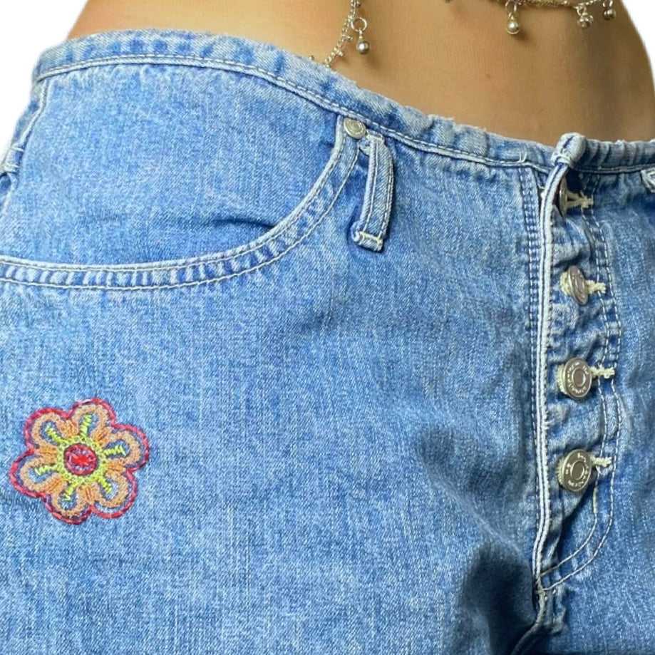 90’s embroidered Straight Leg Jeans (L)