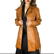 1970s Faux Leather Trench Coat (L)