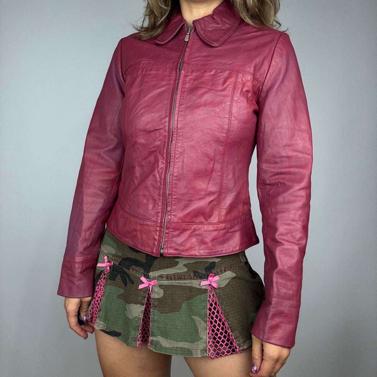 Vintage Burgundy Goat Leather Jacket (M)