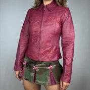 Vintage Burgundy Goat Leather Jacket (M)