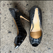 Nine West Croc-Embossed Peep-Toe Heel (7.5)