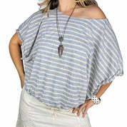 Burberry Blue Label Grey & Cream Dolman Sleeve Top (one size)