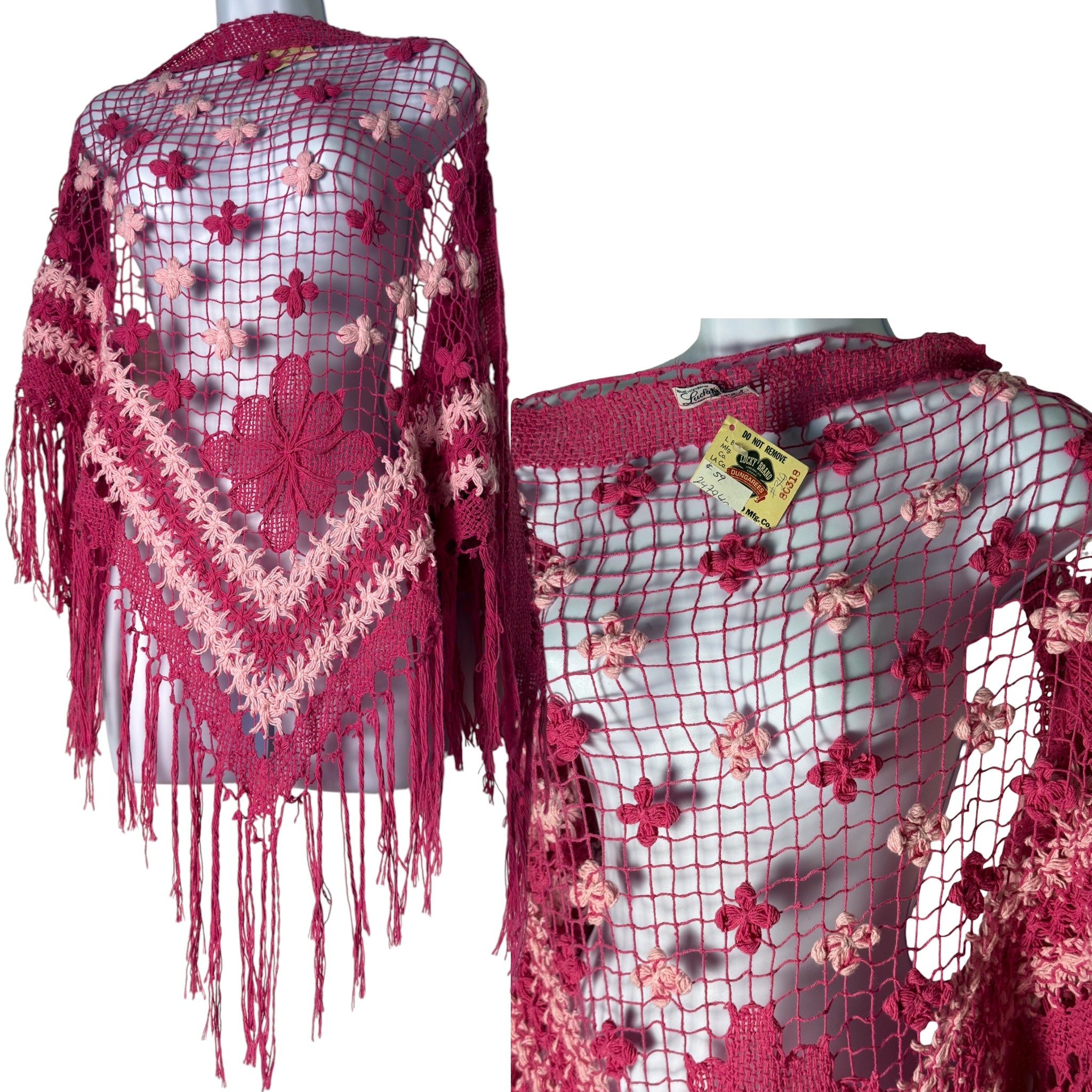 Deadstock Y2K lucky brand crochet shawl