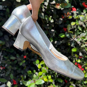 1960s Metallic Leather Kitten Heels (5.5)