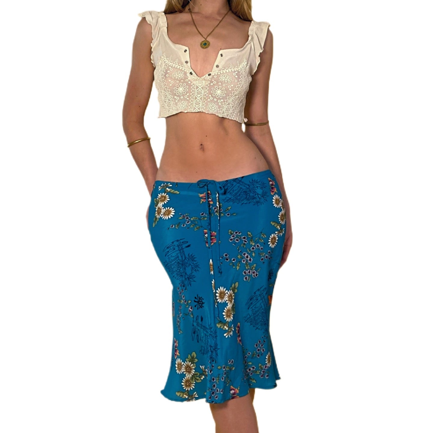 90’s Floral Butterfly Skirt (S)
