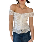 2000s White Lace Top (S)