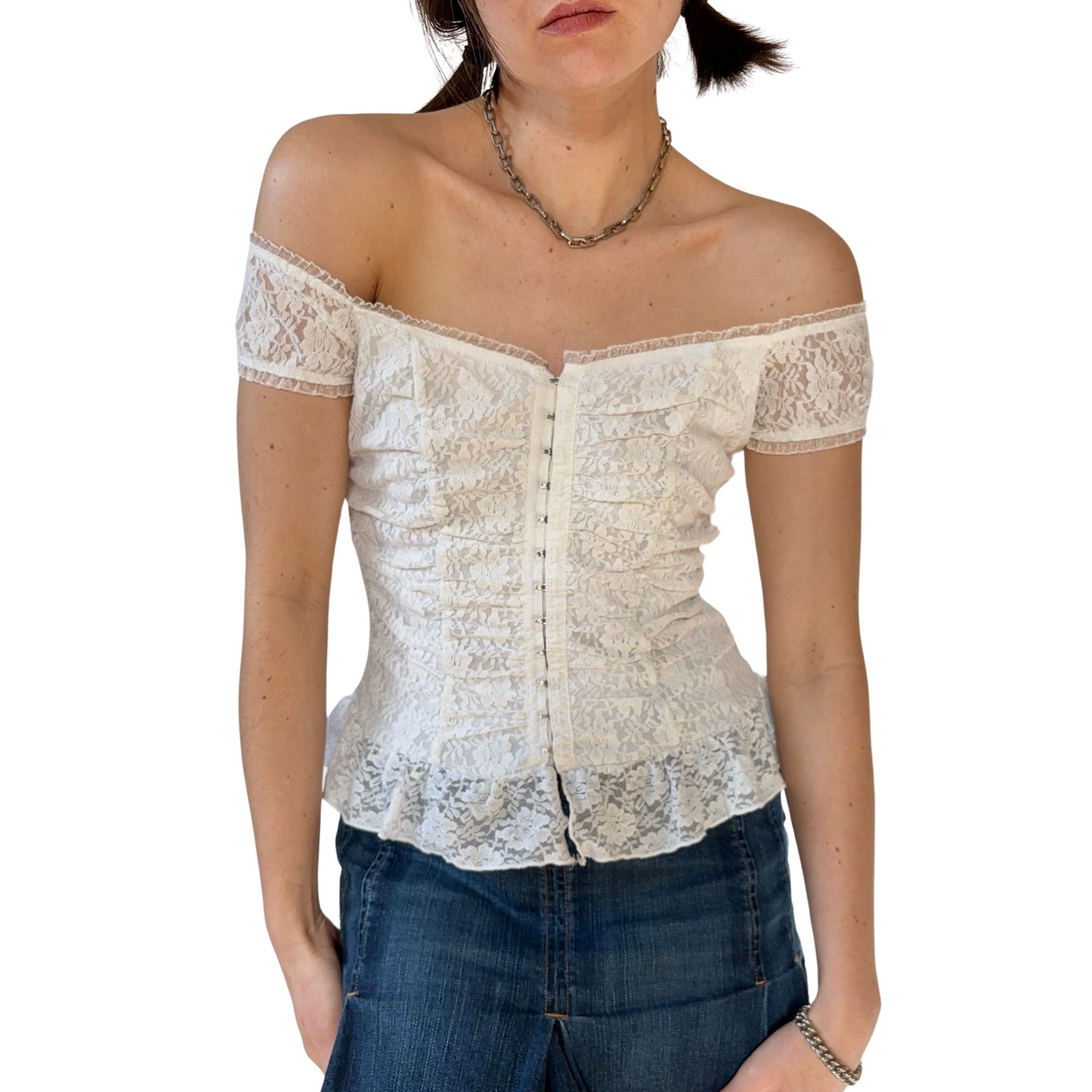 2000s White Lace Top (S)