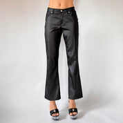 90s Wet Look Black Flares (XS)