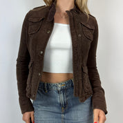 2000s Brown Velvet Moto Style Jacket (S)