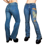 Y2K Butterfly Flare Jeans (M/L)