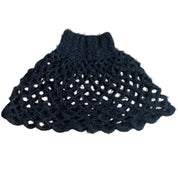 Black Fuzzy Turtleneck Mesh Shawl (S/M)