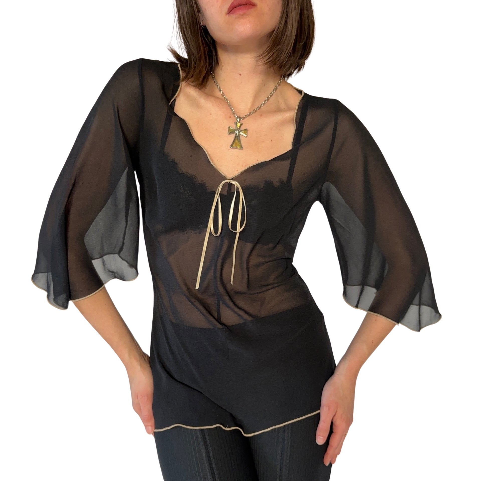 90s Sheer Flowy Top (M)