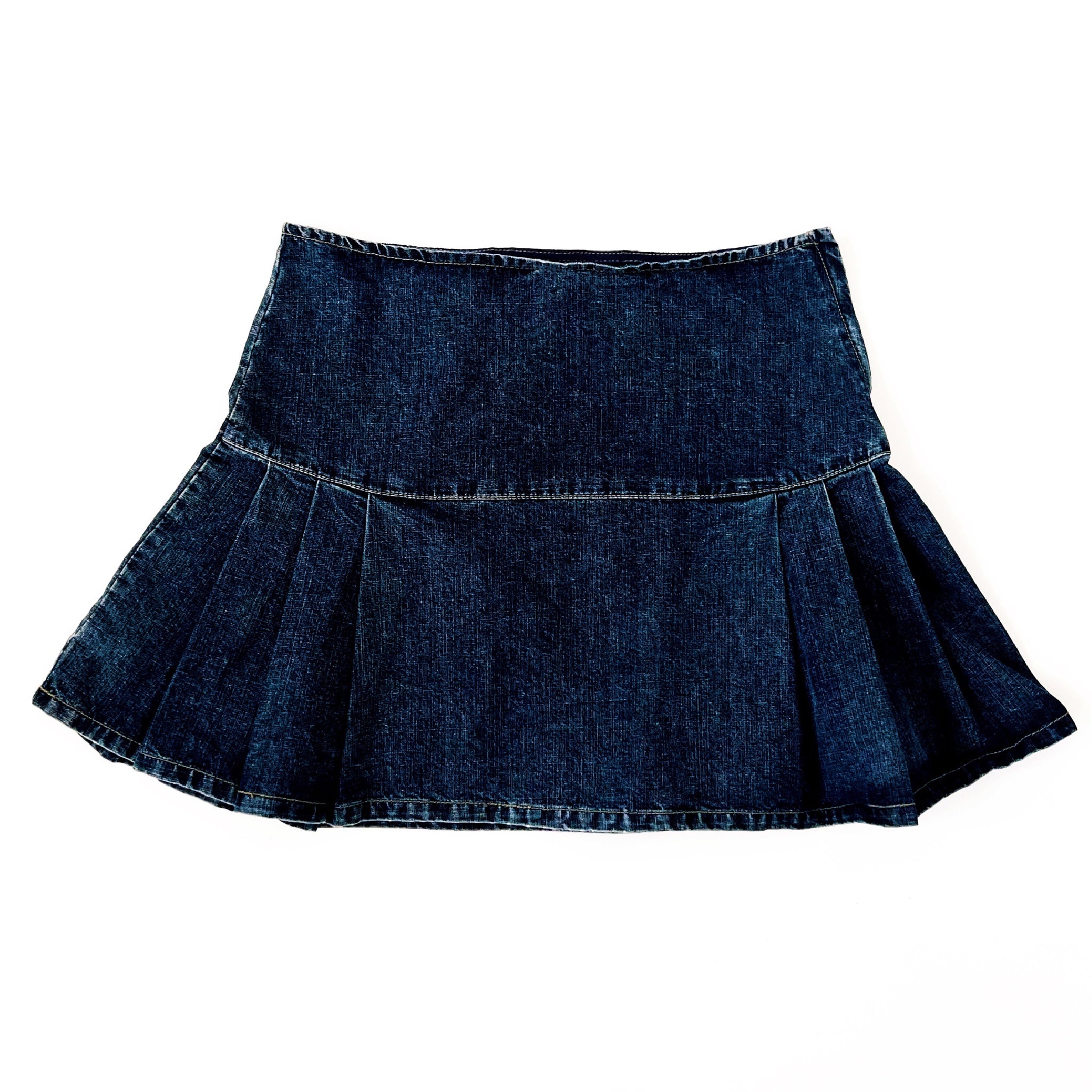 Pleated Denim Mini Skirt (M)