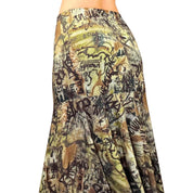 Vintage Graffiti Print Maxi Skirt (S)