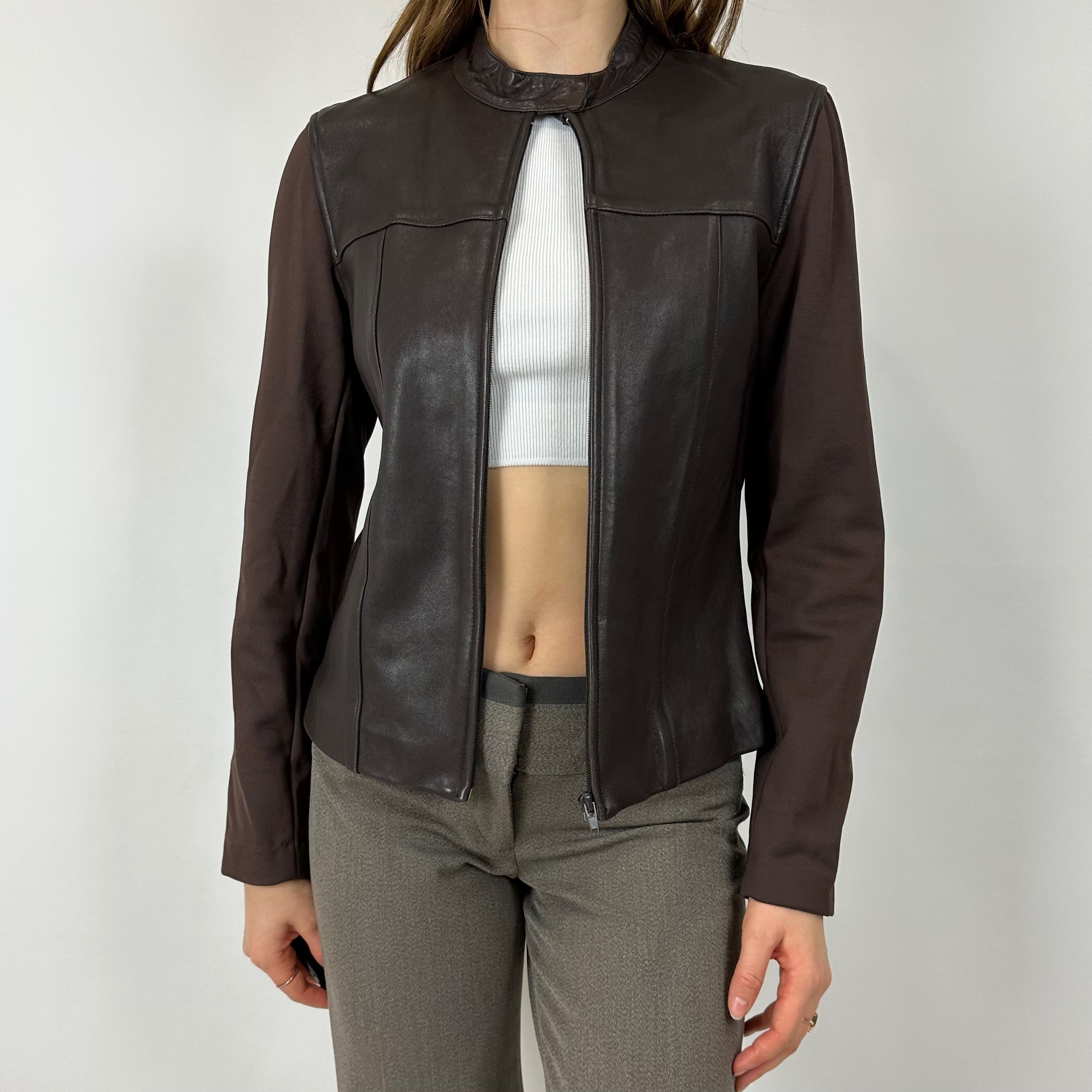 90s Brown Leather Jacket (S/M)