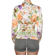 90s Silk Floral Blouse (M)