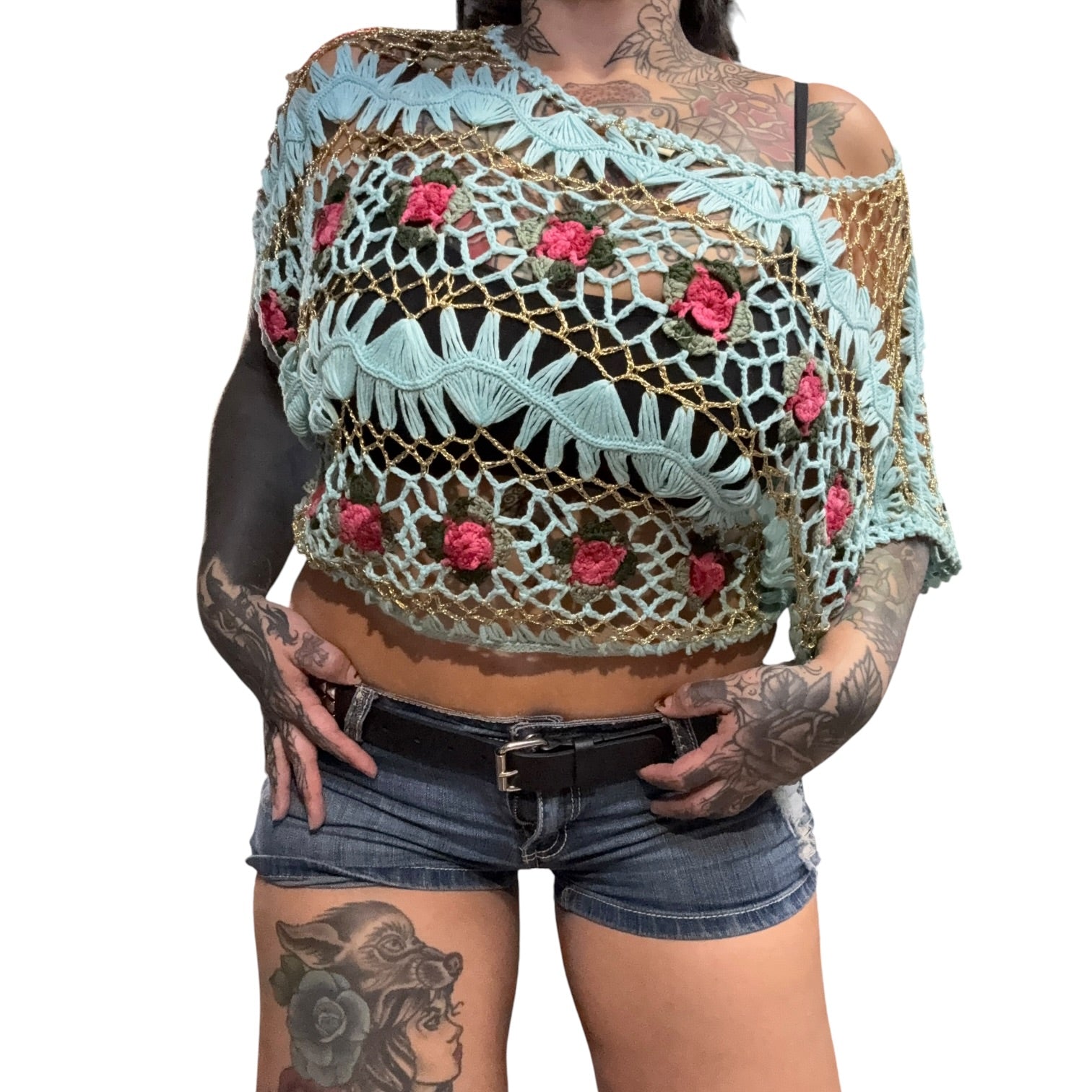PARANOIA floral crochet poncho (M)