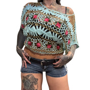 PARANOIA floral crochet poncho (M)