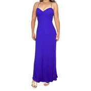 Ultraviolet Silk Crystal-Strap Maxi Dress (S)