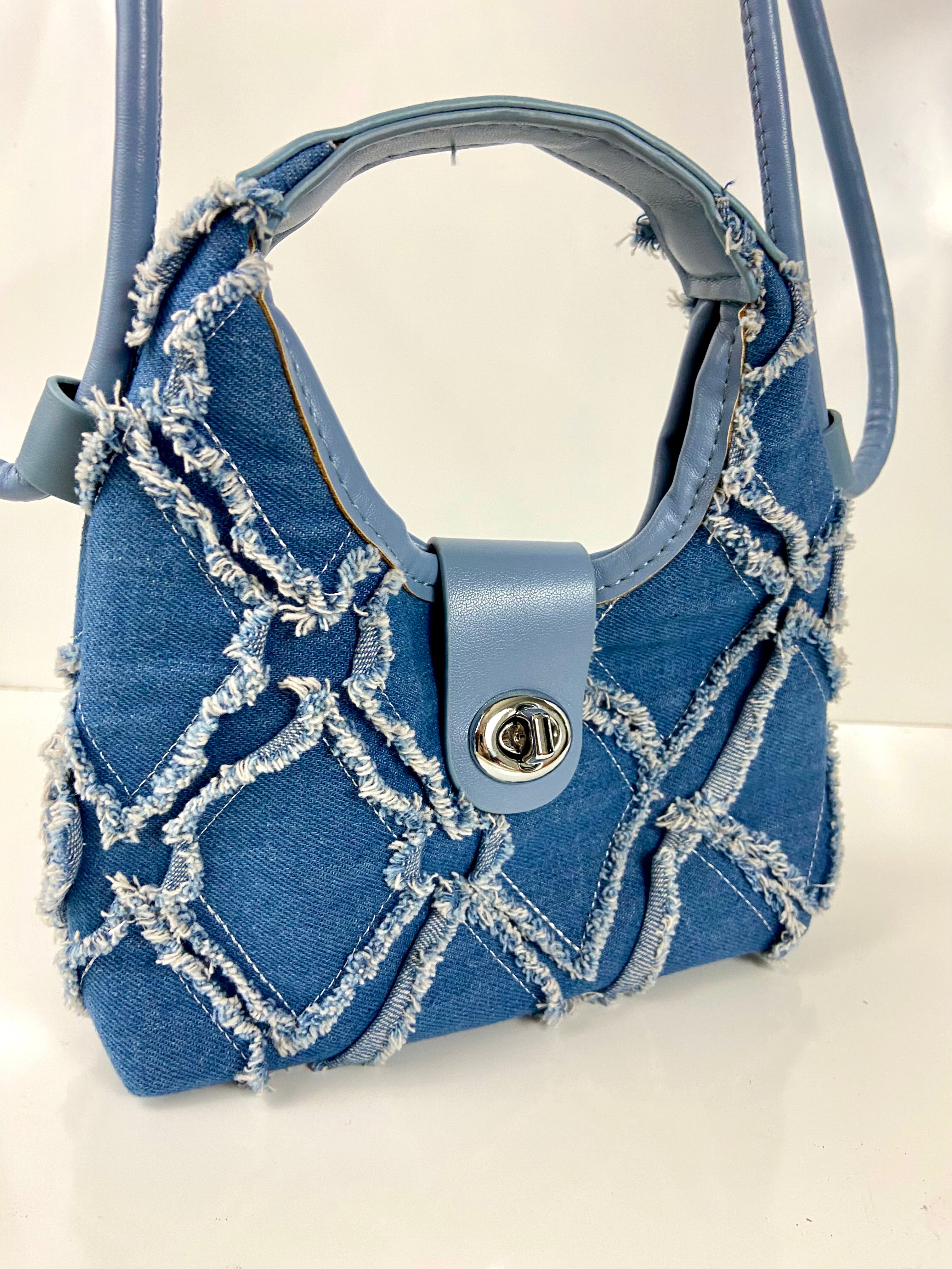 Denim Frayed Mini Bag