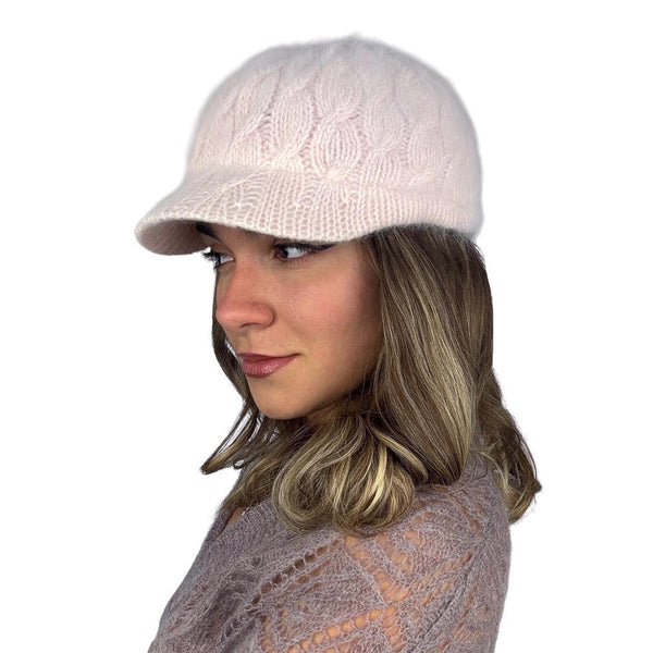 Angora Newsboy Cap- Baby Pink Newsboy Pink Angora Wool Winter Cup Hat/soft and Warm Pastel  main image 3