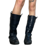 Vintage Leather Strap Buckle Calf Boots (UK 7 EU 40 US 9)