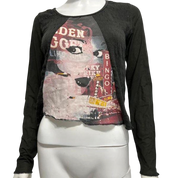 Y2K Italian Graphic Print Mesh Longsleeve (S)