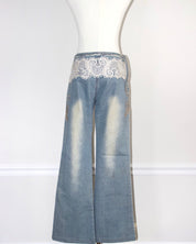 Crochet Beaded Denim Jeans (M)