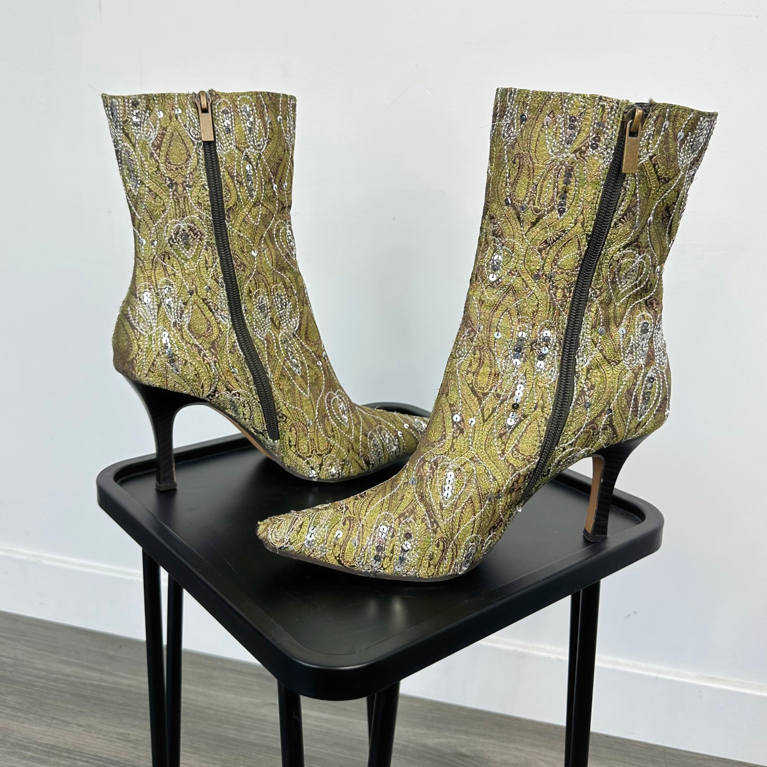 Sage Brocade Pointy Boots (8)