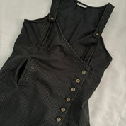 Y2K Pinstripe Parachute Dress (S/M)