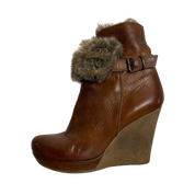 Vintage Fur Trim Wedge Ankle Boots (EU 41 US 9 UK 7)