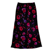 90s Floral Satin Midi Skirt (XS/S)