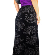 90s Burnout Velvet Rose Maxi Skirt (S)