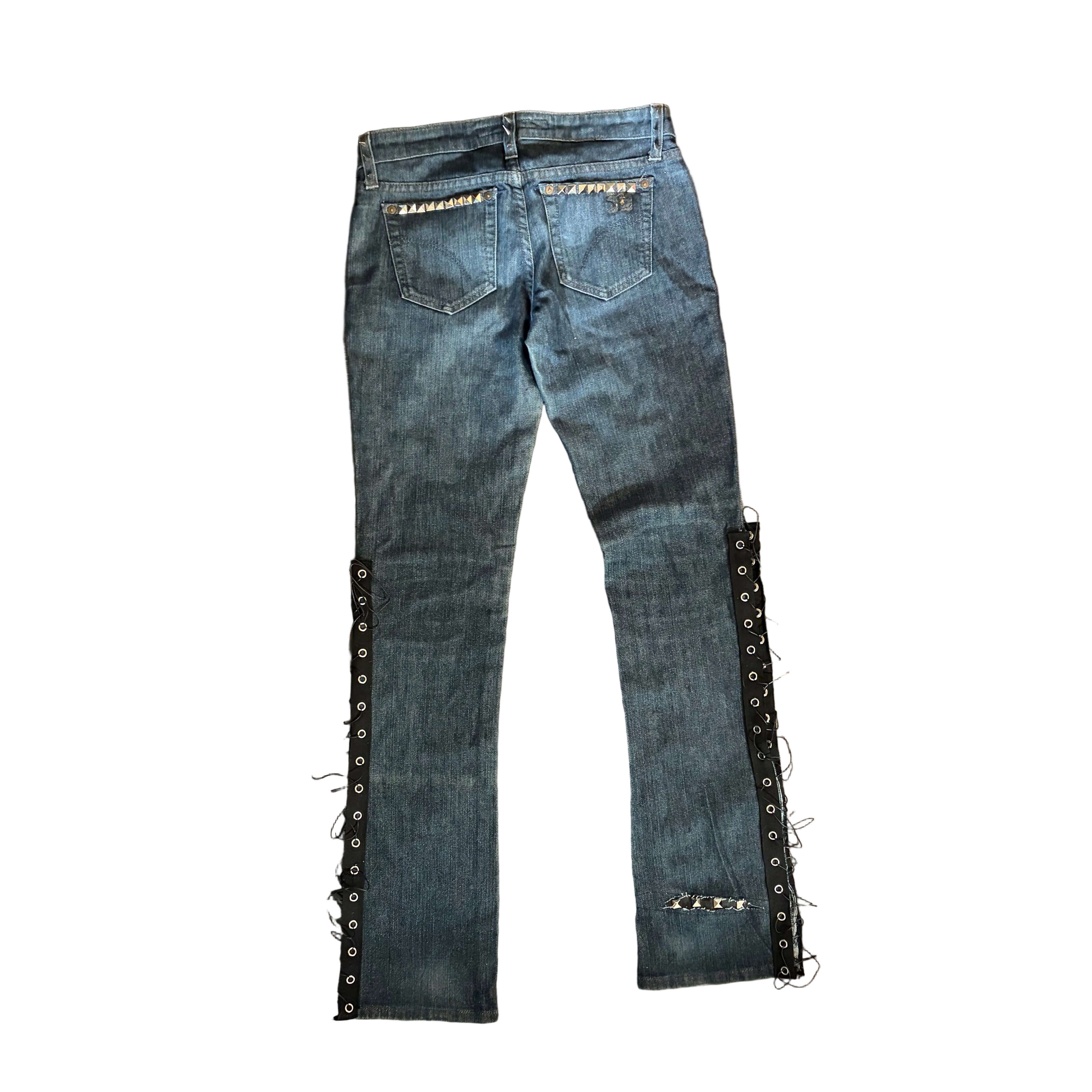 One of One Distressed Punk Low Rise Jeans (XS)