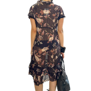 Vintage Italian Sheer Floral Summer Dress (M)