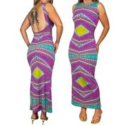Trippy Abstract Maxi Dress (S)
