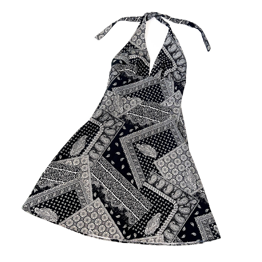 Bandana Patchwork Halter Maxi Dress