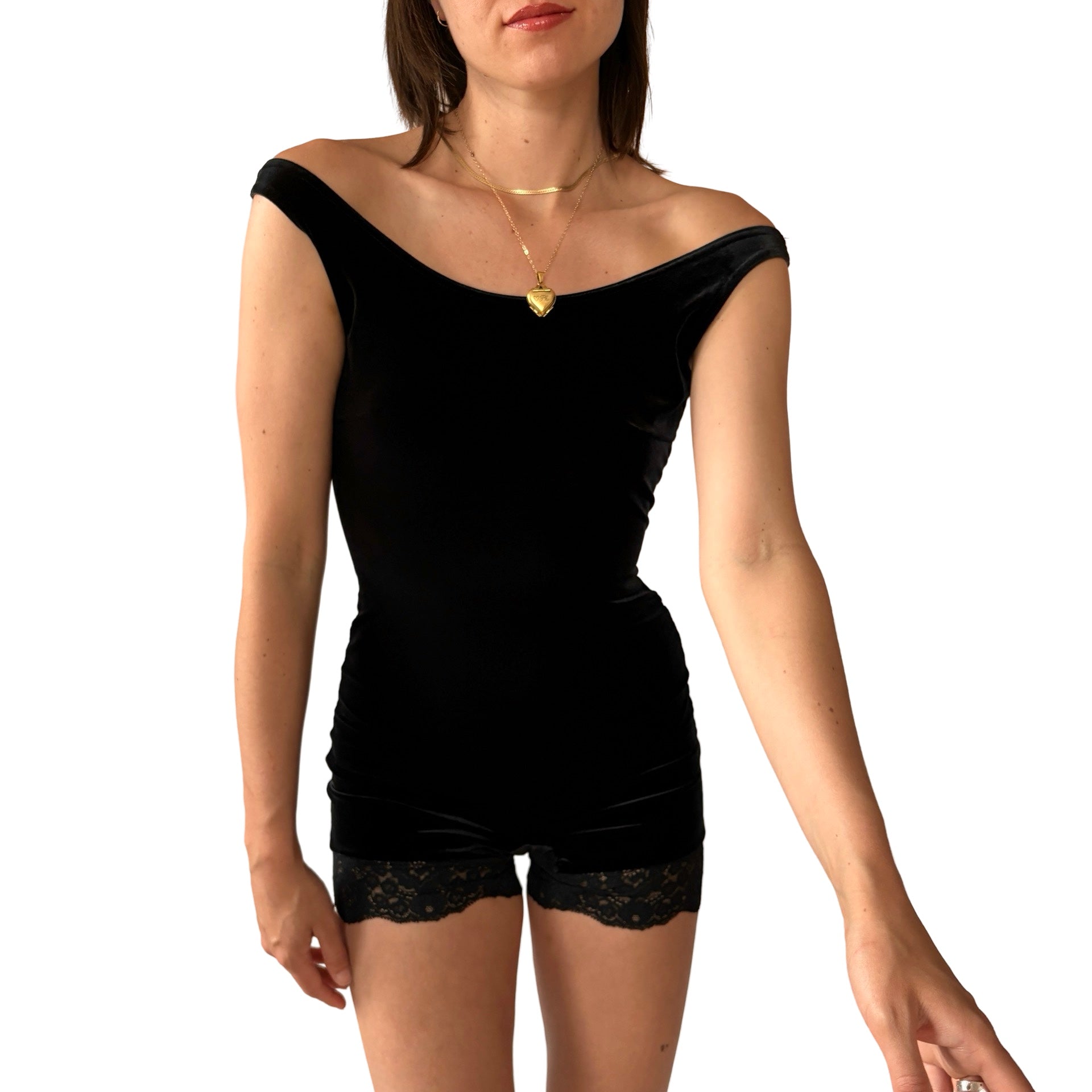 Victoria’s Secret Noir Velvet Romper (S)