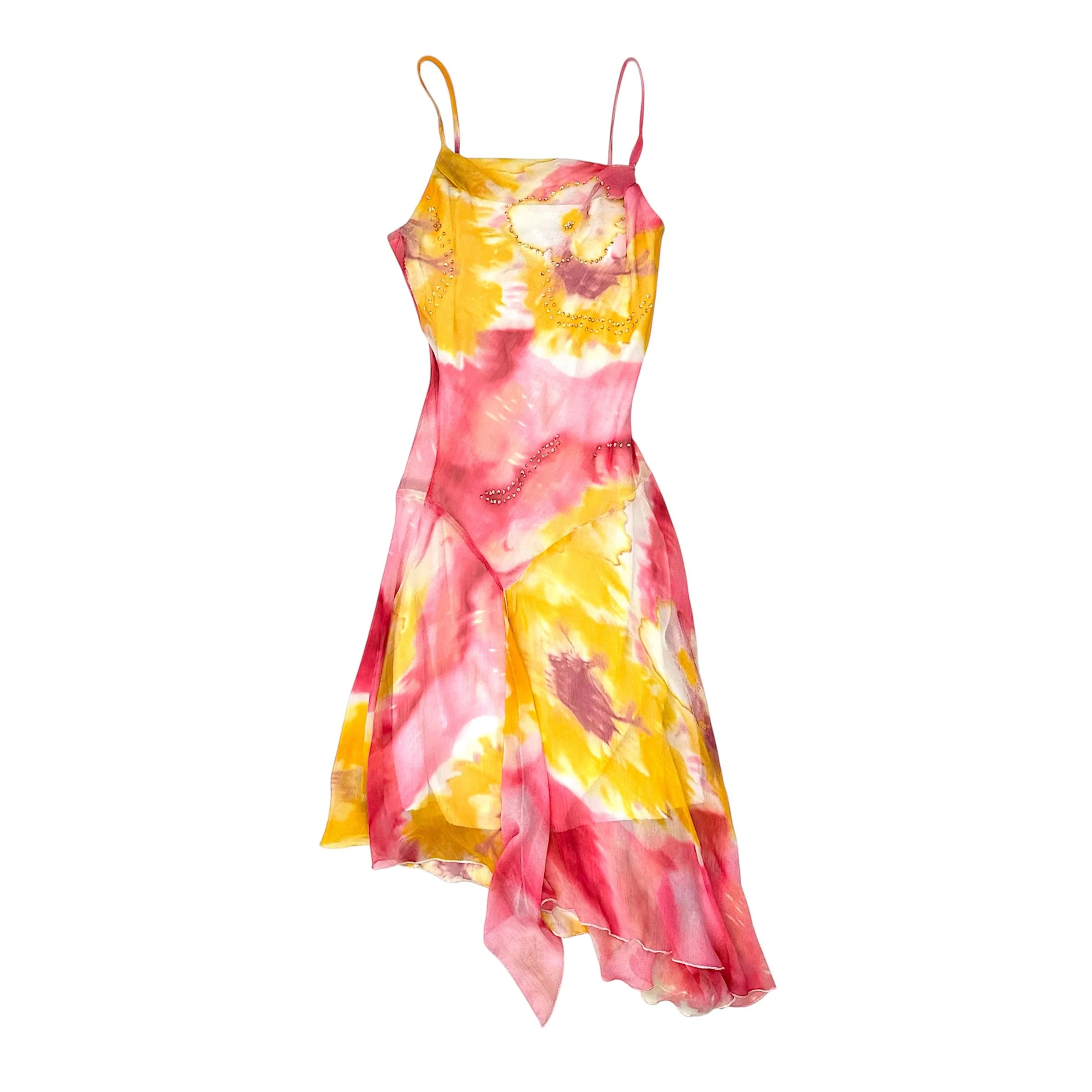 pink and yellow tie dye dress Hot Pink Bright Yellow Tie Dye Maxi Dress 2t