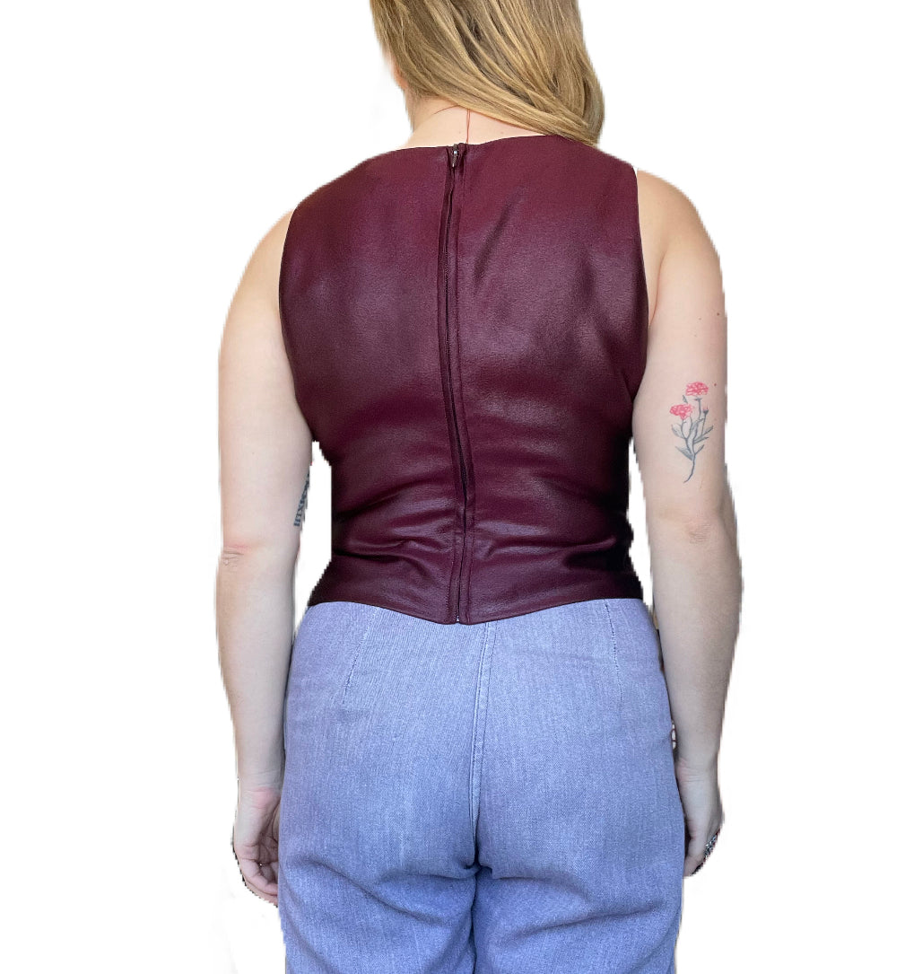1990s Chanel Burgundy Silk Blouse (M)