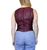 1990s Chanel Burgundy Silk Blouse (M)