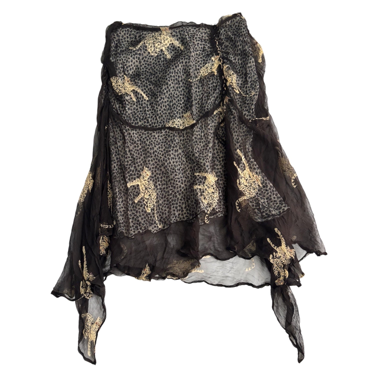 Derhy Leopard Ruched Skirt (XS/S)