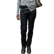 Alternative Gothic Buckle Lace up Front Black Trousers (M)