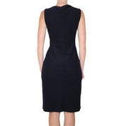 90s VERSACE Navy Zipper Midi Dress (M)