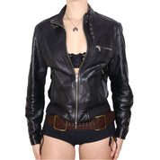 Y2K Italian Black Leather Moto Jacket (M)