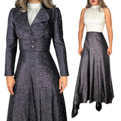 70s Shimmer Maxi Dress & Blazer Set (XS/S)